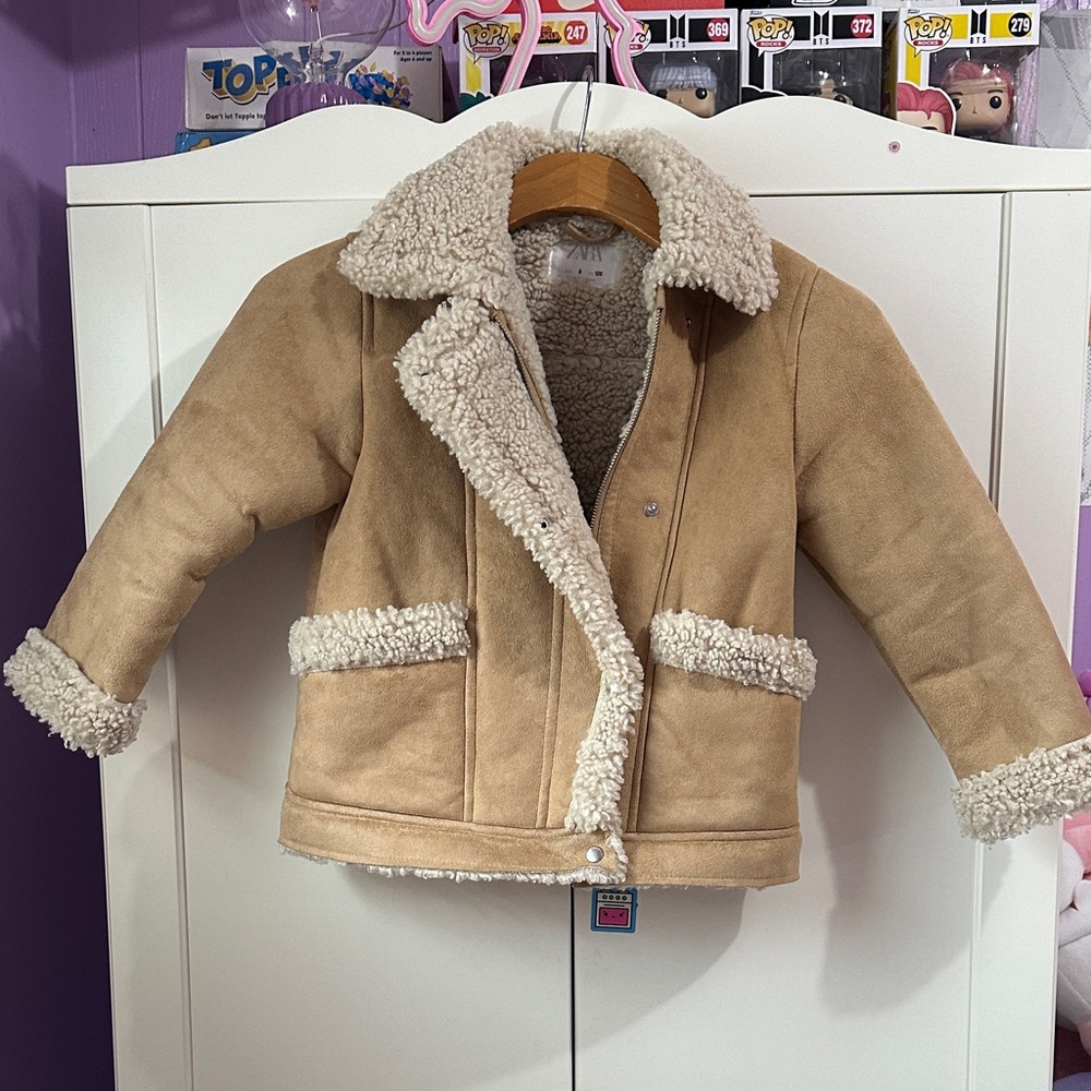 Zara Kids Tan Shearling Jacket